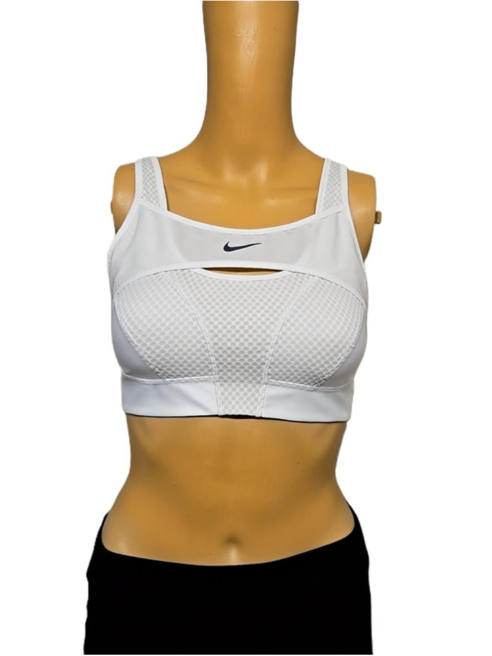 Nike Dri-Fit Small White High Support Sports Bra Mesh Cup Adjustable Run Club - Picture 2 of 9
